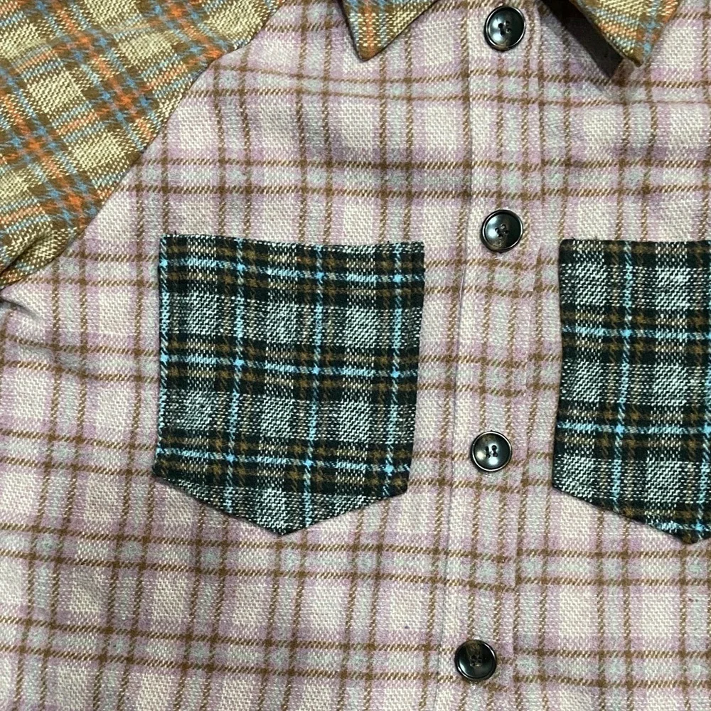 Mystree Pink and Brown Plaid Button Down Shirt - Picture 2 of 3